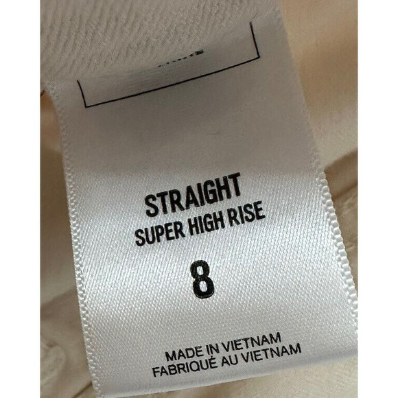 Express Womens Sz 8 Cropped Straight Super High Rise Jeans Raw Hem Beige Denim - Picture 4 of 6